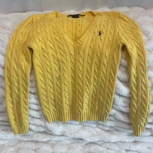 Yellow Ralph Lauren cable knit sweater